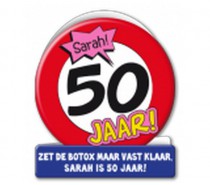 Wenskaart 50 jaar verkeersbord sarah